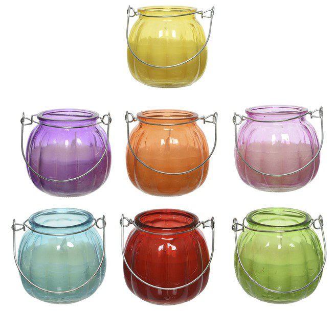 Vela de citronela com recipiente de vidro ø8x8cm cores variadas