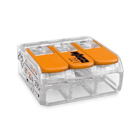 Ligador Wago 3×0.2-4mm 221-413 Flexivel (un);