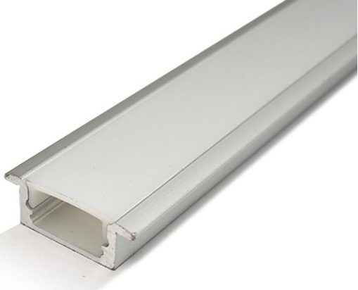 Perfil Alumínio c/ Difusor Opaco p/ Fita de LEDs - 2 mts