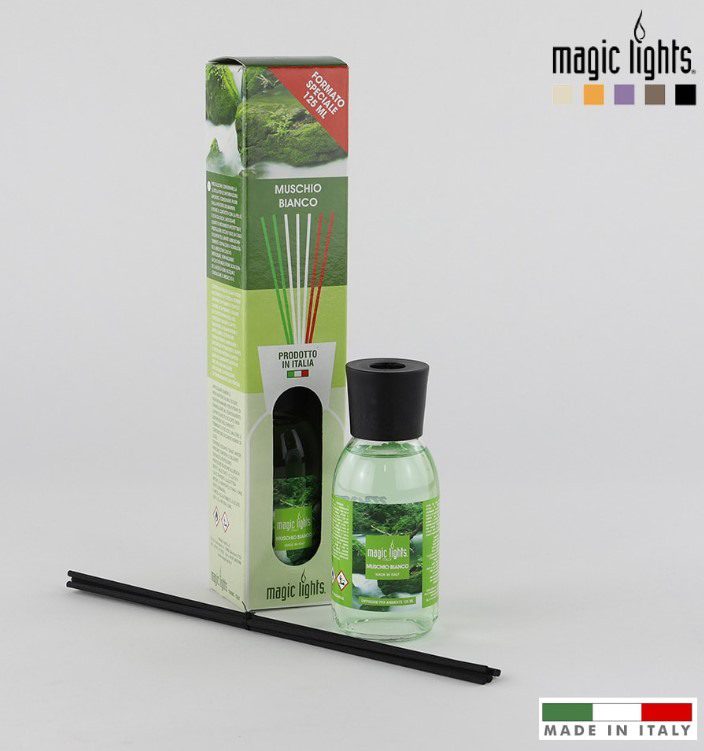 Difusor aroma musk branco 125ml. Magic lights