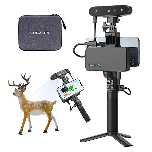 Creality Ferret Pro - Escáner 3D de precisión de 0,1 mm, WiFi 6 inalámbricos, tecnología antivibración, 24 bits de colores para metales/negro (sin spray), exterior hasta 30 K Lux, compatible con Mac