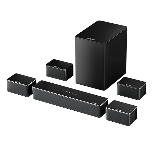 ULTIMEA 7.1 Barra de Sonido Surround Virtual, 8 Altoparlantes de Alto Rendimiento, Subwoofer Inalámbrico de 6.5", con Control a través de App, Sistema de Audio para Home Cinema, Poseidon D70