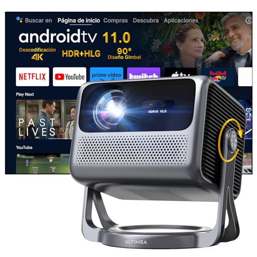 ULTIMEA Projector 4K Android TV 11.0 Netflix,  600 ANSI Lúmenes, con Dolby Audio, Proyector Bluetooth 5G WiFi 6, Nova C40
